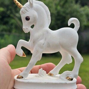 Vintage Fine Bone China By George Freeman Good White Unicorn Home Decor 4.5"